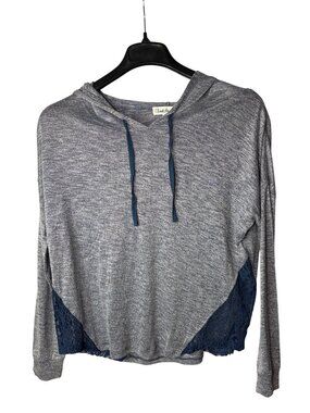 Cloud Chaser Womens Lightweight Semi Sheer Hoodie Hooded Pullover Top Size L